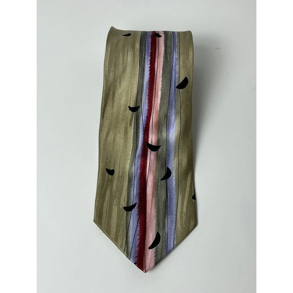 J Garcia Silk Blend Necktie Abstract Stripe‎ Design Nude Collection Forty One